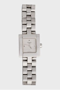 Wristwatch with a silver bracelet
