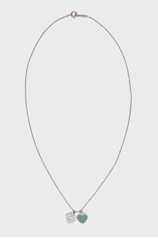 Silver chain with enamel pendant
