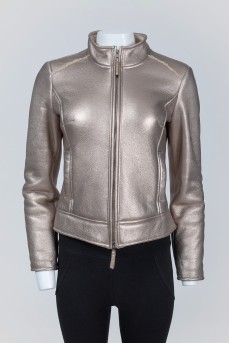 Sheepskin coat in silver color