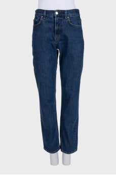 Straight-leg mid-rise jeans in blue