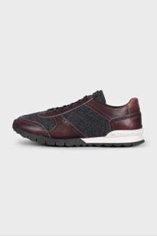 Men's sneakers made of textile and leather with perforations