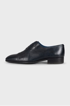 Men's black leather shoes with almond toe
