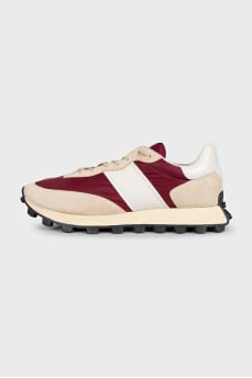 Men's leather and textile sneakers with a chunky sole