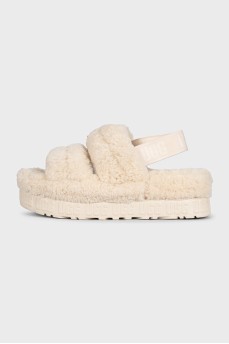 Fur platform sandals
