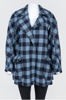 Woolen checkered short coat