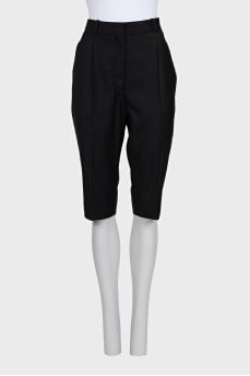 Black long wool shorts