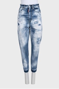 Ripped blue skinny jeans