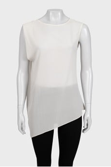 Beige blouse with short sleeves