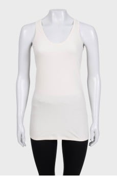 Beige straight-cut T-shirt