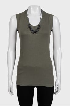 Green T-shirt with decoration