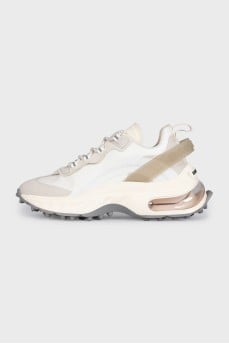 White sneakers with suede inserts