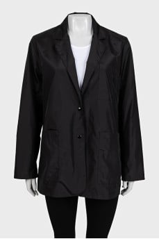 Black cropped coat with buttons