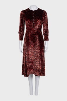 Velvet dress in animal print