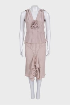 Vintage pink top and skirt suit