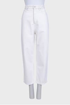 Cropped tapered jeans with a zipper