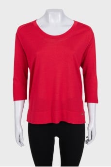 Straight jumper made of cashmere and silk
