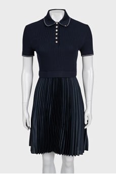 Blue pleated dress with tag