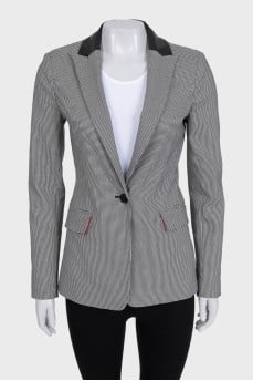 Black and white houndstooth print jacket