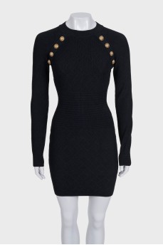 Black bodycon dress with gold trim