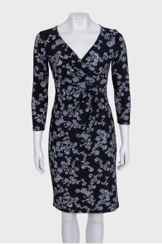 Printed bodycon dress with a V-neck