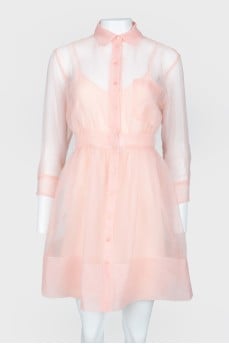 Pink transparent dress with combination