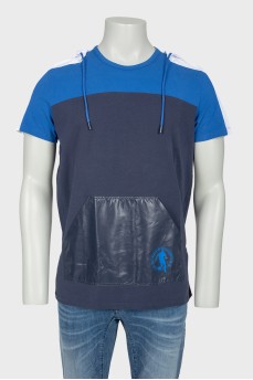 Blue men's jerseylka with a hood