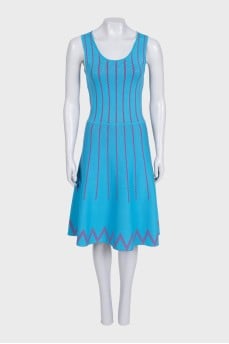 Blue sleeveless print dress