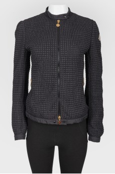Black quilted bomber
