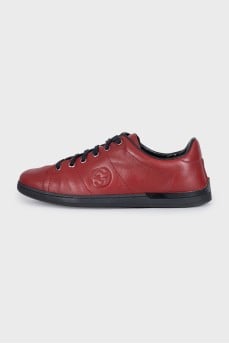Men's red leather sneakers