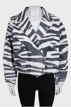 Animal print denim jacket