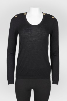 Black wool longsleeve with shoulder bow
