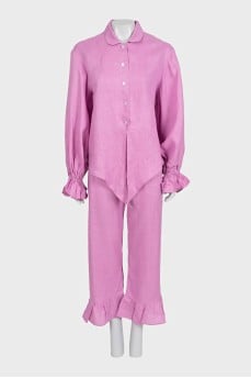 Pink suit with ruffles