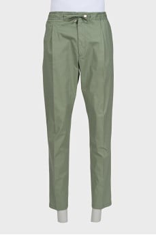 Men's light green tapered trousers