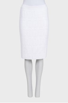 White textured pencil skirt