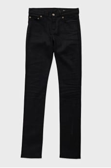 Black low-rise straight jeans
