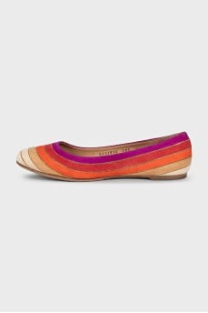 Striped suede ballet flats
