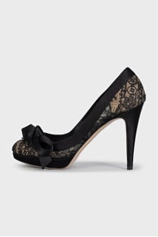 Black high heels with lace
