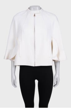 White cropped wool coat