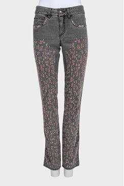 Сірі джинси skinny fit з ефектом рваності