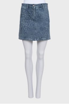 Quilted denim skirt with zipper