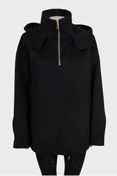 Чорне худі oversize з вовни