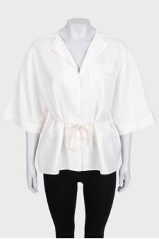 White straight-cut linen shirt
