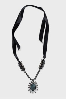 Crystal embellished choker necklace with ties