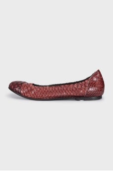 Red python leather ballet flats