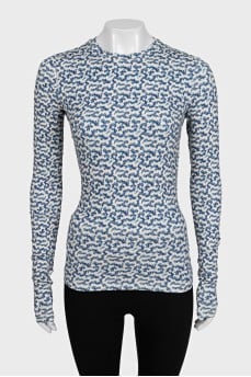 Синий лонгслив с открытой спиной