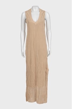 Beige sheer maxi dress