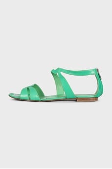 Green leather sandals