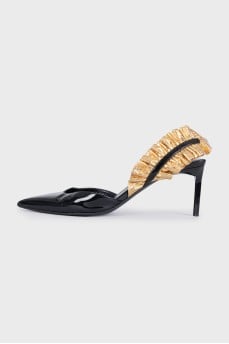 Leather slingbacks with embellishments on the back