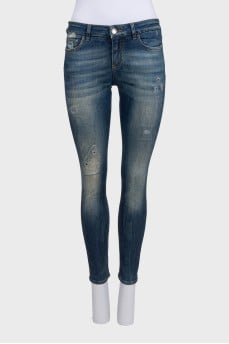 Джинсы skinny fit с эффектом потертости
