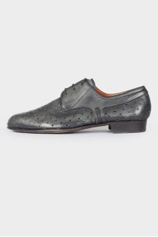 Men's dark green leather shoes